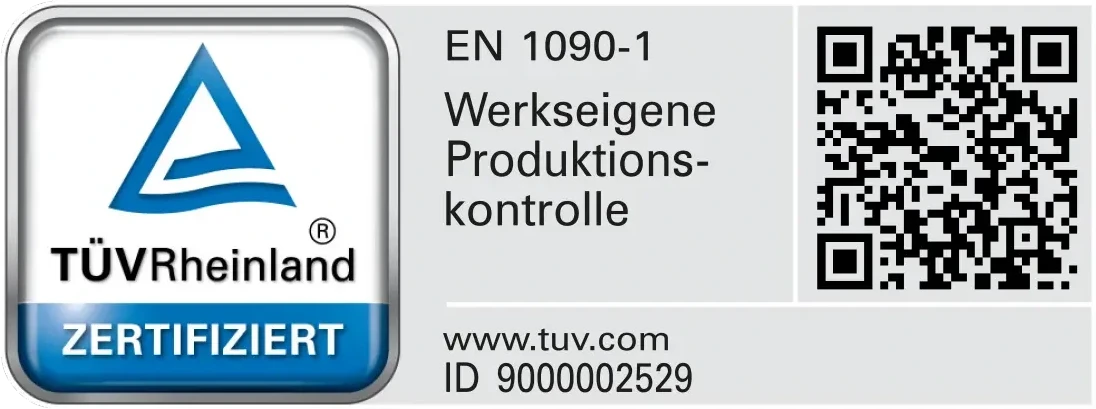 TÜV Rheinland zertifiziert: EN 1090-1, Werkseigene Produktionskontrolle (Fertigungspartner Forster Stahl- und Anlagenbau GmbH)